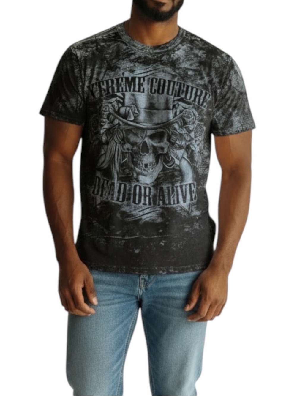 XTREME COUTURE AFFLICTION Dead or Alive Skull Graphic T-shirt Size Small